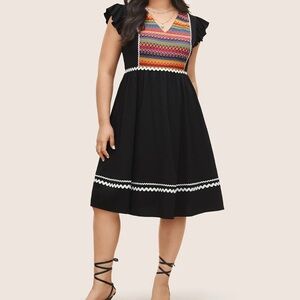 BloomChic Size 1X (14–16) Crochet Detail‎ Midi Dress NWT